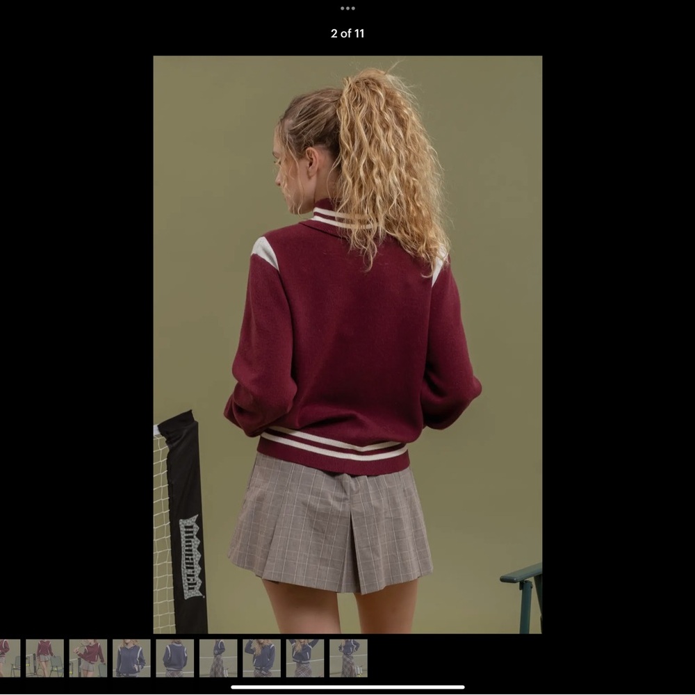 Button Down Varsity Bomber Sweater - image 2